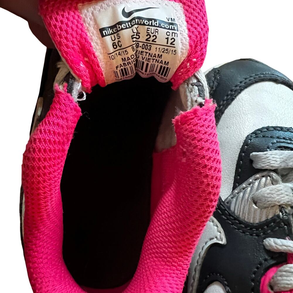 Nike Air Max 90 Toddler Anthracite White Hyper Pink 6C - Picture 9 of 9